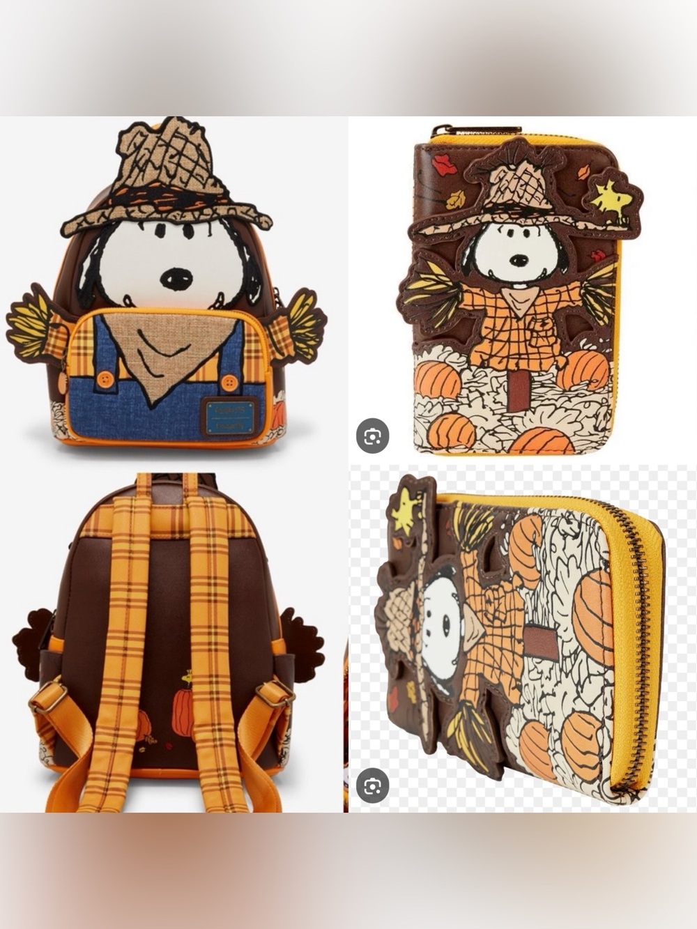 NWOT Loungefly Peanuts Snoopy
Scarecrow Costume Backpack+wallet SET